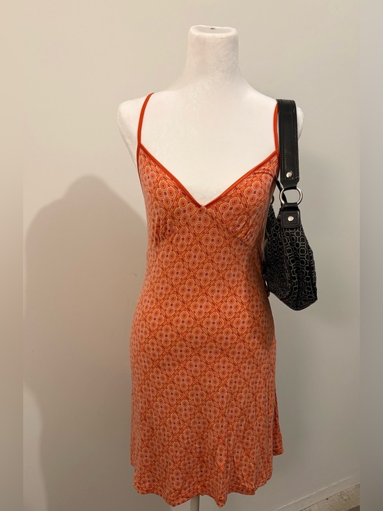 Victoria's Secret Dresses & Skirts - Orange Pink Geometric Slip Dress Y2K Retro Cami Mini Dress